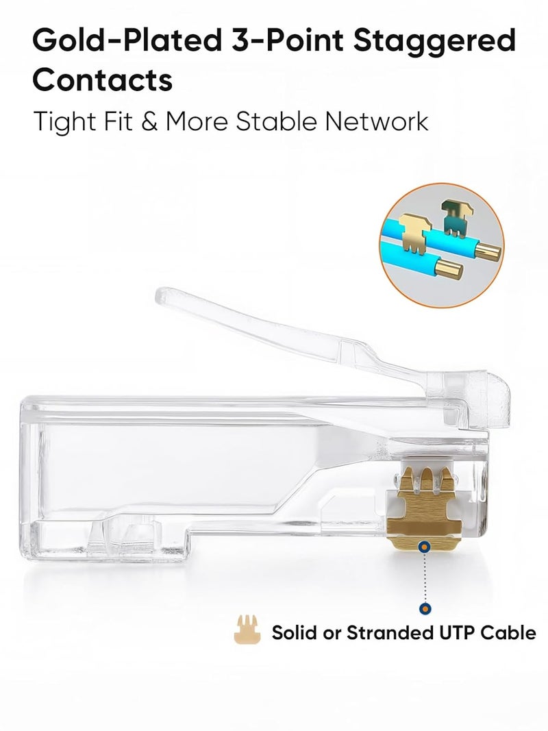 CableCreation Cat6 RJ45 Connectors, 10-Pack Cat6 RJ45 Ends, Ethernet Cable Crimp Connectors UTP Network Plug for Solid Wire and Standard Cable, Transparent - Image 5